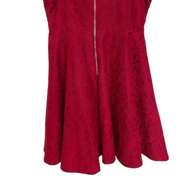 Lulu's Way With Words Berry Red Lace Skater Dress, Size Small - Picture 9 of 12
